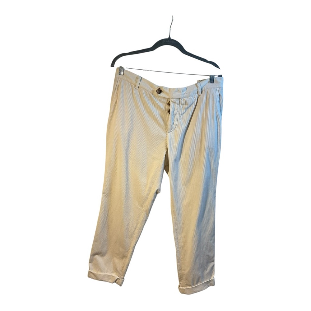 Brunello Cucinelli Cream Corduroy Pants Women’s  Size 52 – Italian Luxury